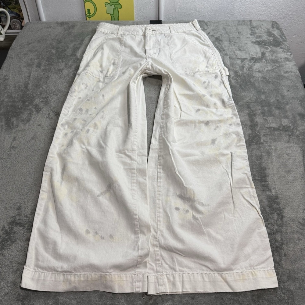 Women's White Wide-Leg Painter Pants